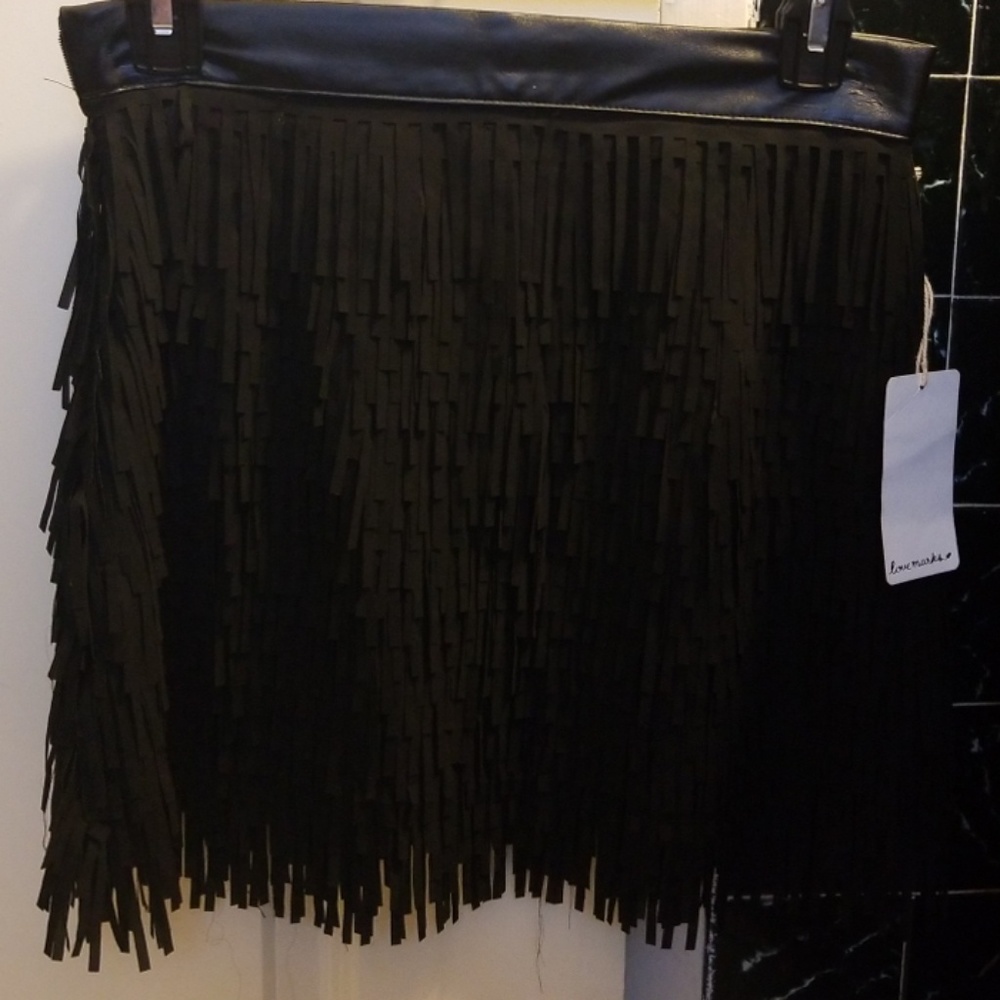 NWT Black fringe skirt